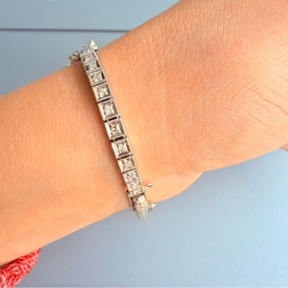 Vintage Omega Art Deco 14k White Gold Diamond Band Ladies Watch WORKING - Picture 7 of 17